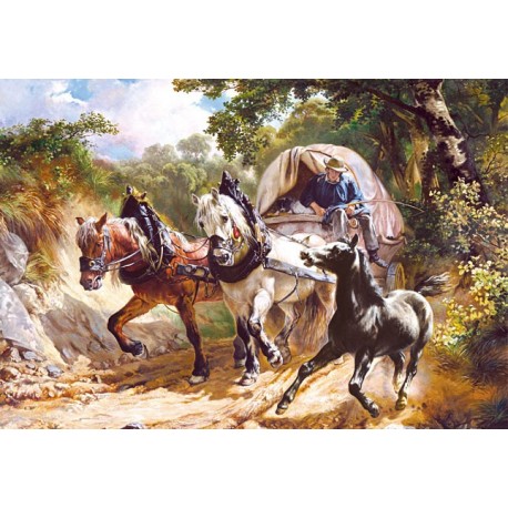 Пазлы копия картины "Повозка в ущелье" ("Covered Wagon in a Narrow Path"), Rudolf Koller
