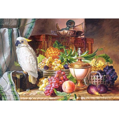 Пазлы  копия картины "Натюрморт с фруктами и какаду", Josef Schuster
